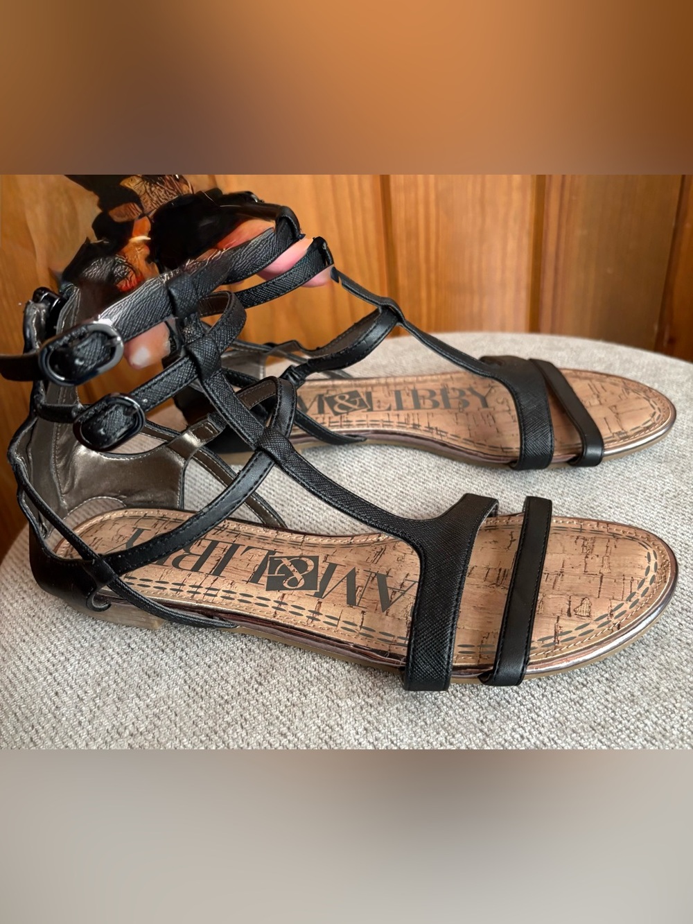 Sam & Libby Black Strappy Gladiator Sandals